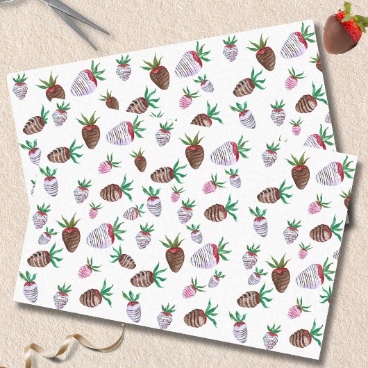 Waterverf Chocolade gedekte aardbeien Tissuepapier