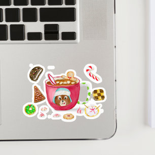 Waterverf Chocolade Gingerbread Cookies Vakantie Sticker