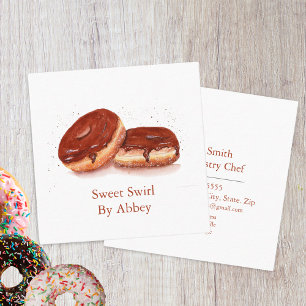 Waterverf Chocolade Glazuur Donuts Vierkante Visitekaartje
