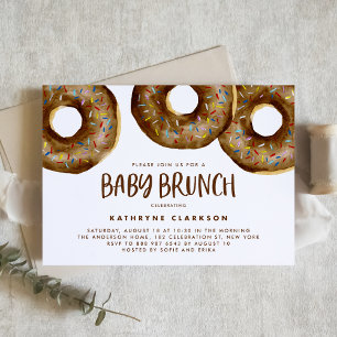 Waterverf Chocolade Sprinkle Donuts Baby Brunch Kaart