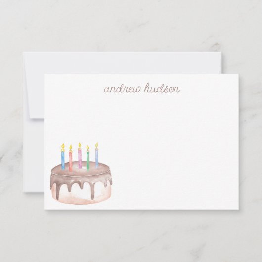 Waterverf Chocolade Verjaardagstaart gepersonalise Bedankkaart (Voorkant)