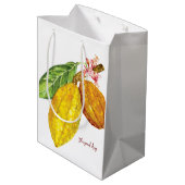 Waterverf chocoladeboomfruit medium cadeauzakje (Achterkant Gekanteld)