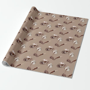 Waterverf chocoladepatroon cadeaupapier