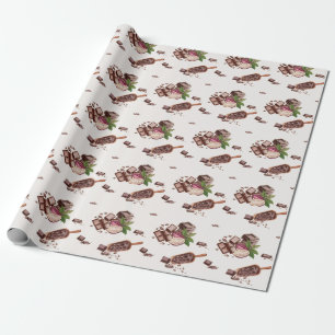 Waterverf chocoladepatroon cadeaupapier