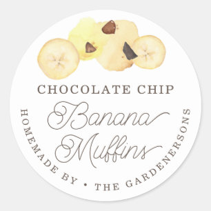 Waterverf Chocolate Chip Banana Muffins Ronde Sticker