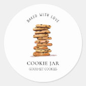 Waterverf Chocolate-chipkoekjes Bakkerij Ronde Sticker (Voorkant)