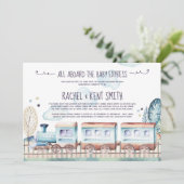 Waterverf Choo Choo Train Baby shower per post Kaart (Staand voorkant)