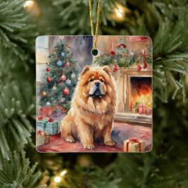 Waterverf Chow Chow - Xmas Scene Keramisch Ornament