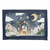 Waterverf Christelijke Kerstmis Geboorte Kussensloop (Voorkant)