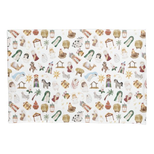 Waterverf Christelijke Kerstmis Geboorte Kussensloop (Voorkant)