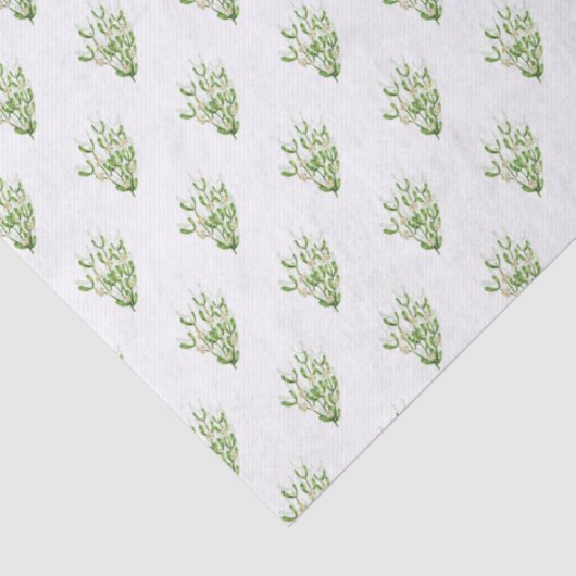 Waterverf Christmas Berry Branches Greenery Tissuepapier (Detail)