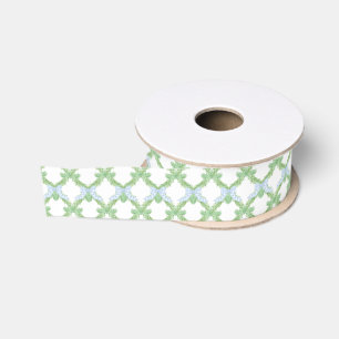 Waterverf Christmas Blue Bow Garland Grosgrain Lint