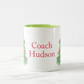 Waterverf Christmas Football Tree Tweekleurige Koffiemok (Center)