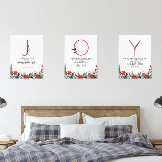 Waterverf Christmas Joy poster set van 3 (Slaapkamer)