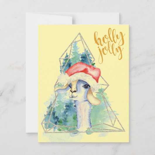Waterverf Christmas Llama - Kerst Kaart (Voorkant)