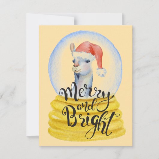 Waterverf Christmas Llama - Kerst Kaart (Voorkant)