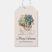 Waterverf Christmas Sleighs Holiday Cadeaulabel (Voorkant)