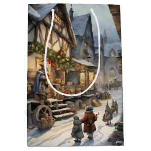 Waterverf Christmas Village Medium Cadeauzakje