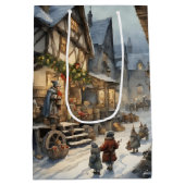 Waterverf Christmas Village Medium Cadeauzakje (Achterkant)