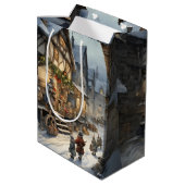 Waterverf Christmas Village Medium Cadeauzakje (Achterkant Gekanteld)