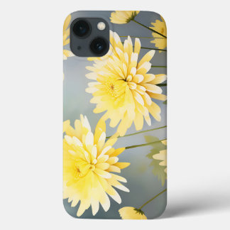 Waterverf chrysanten op lichtgele weide iPhone 13 hoesje