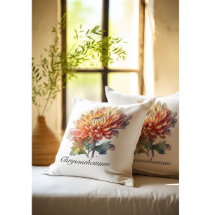 Waterverf Chrysanthemum Herfst Tuin Accent Kussen