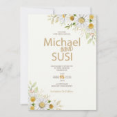 waterverf chrysanthemum trouwuitnodiging kaart (Voorkant)