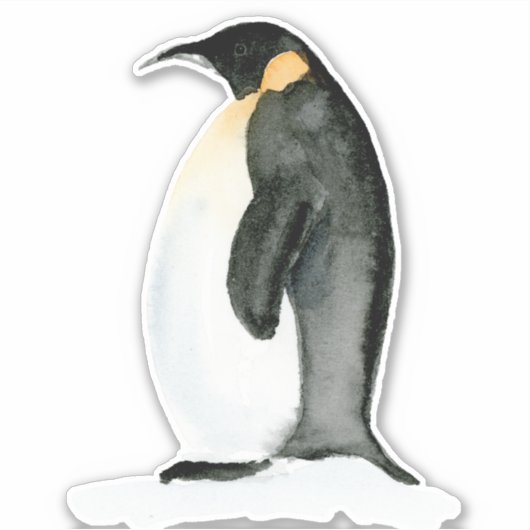 Waterverf Chubby Penguin - Vinyl Cut Sticker (Voorkant)