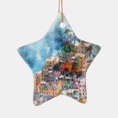 Waterverf Cinque Terre Italië Keramisch Ornament (Rechts)