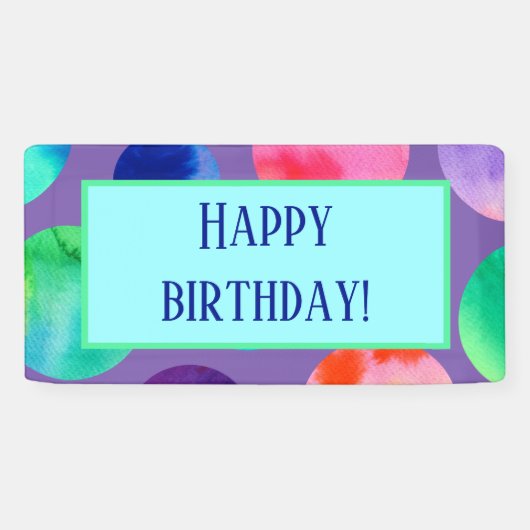 Waterverf Circles Birthday Spandoek (Horizontaal)