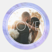 Waterverf Cirkel Periwinkle Blue Aangepaste foto Ronde Sticker (Voorkant)