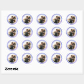 Waterverf Cirkel Periwinkle Blue Aangepaste foto Ronde Sticker (Vel)