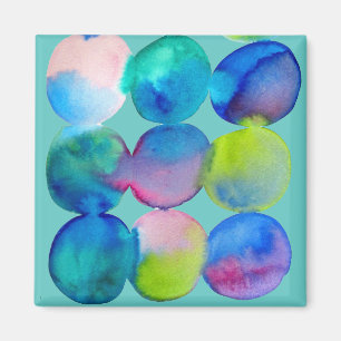 Waterverf cirkelpatroon abstracte, koele kleur magneet