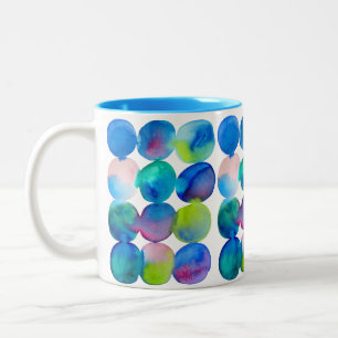 Waterverf cirkelpatroon abstracte, koele kleur tweekleurige koffiemok