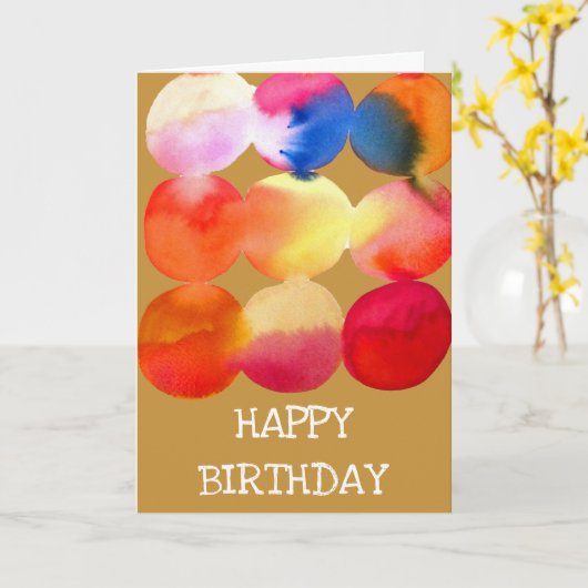 Waterverf cirkelpatroon abstracte warme kleur kaart (Gele Bloem)