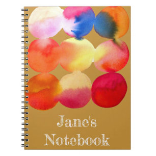 Waterverf cirkelpatroon abstracte warme kleur notitieboek