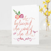 Waterverf citaat dat ze dacht dat ze het kon, dus  kaart (Gele Bloem)