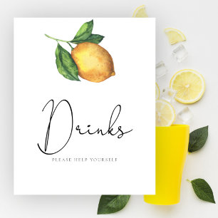 Waterverf citroen baby shower Drinken pak jezelf Poster