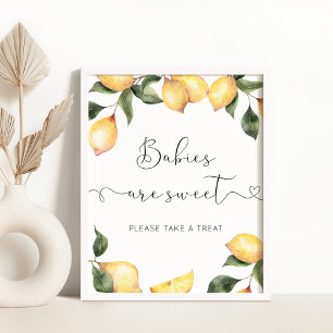 Waterverf citroen Baby's zijn zoet Poster