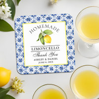 Waterverf Citroen Blauwe Tegel Limoncello Bruiloft