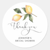 Waterverf citroen bruidsfeest gunsten ronde sticker (Voorkant)