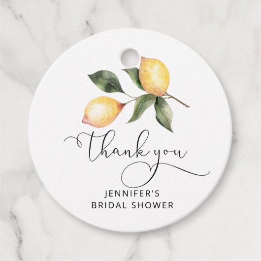 Waterverf citroen bruiloftsborrel bedankjes labels (Voorkant)