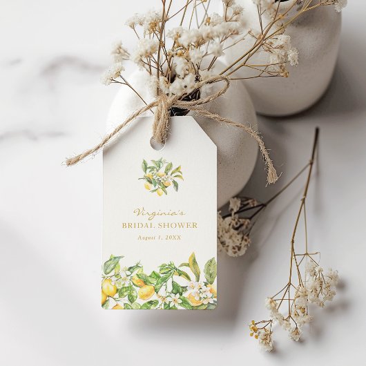 Waterverf Citroen Bruiloftsborrel Cadeaulabel