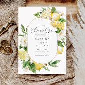 Waterverf Citroen Citroengroen Save the Date Kaart