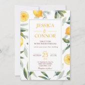 Waterverf Citroen Citrus Floral Modern Bruiloft Kaart (Voorkant)