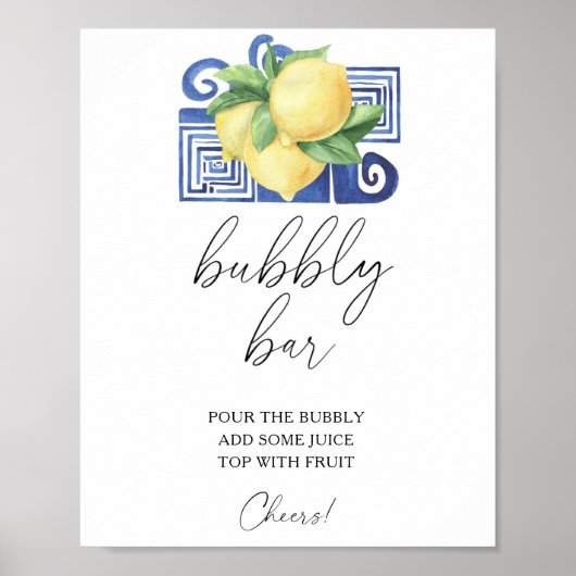 Waterverf citroen citrus modern - bruisende bar poster (Voorkant)