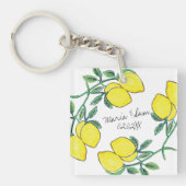Waterverf Citroen Citrus Script Bruiloft Sleutelhanger (voorkant)