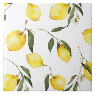 Waterverf citroen, citrusvruchten, tegeltje