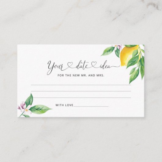 Waterverf citroen Dodelijke ideeën. Datum jar Informatiekaartje (Voorkant)