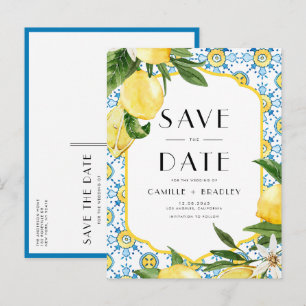 Waterverf citroen en Marokkaanse Tegel Bewaar de d Aankondigingskaart